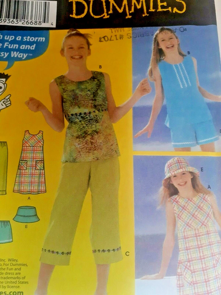 Simplicity 5577 Dress Top Pants Shorts Sewing Pattern Girls 12 14 16 UC Dummies - Image 2 of 4
