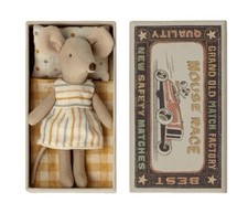 New Maileg Mouse Big Sister In Matchbox w/ Bedding Retired NIB