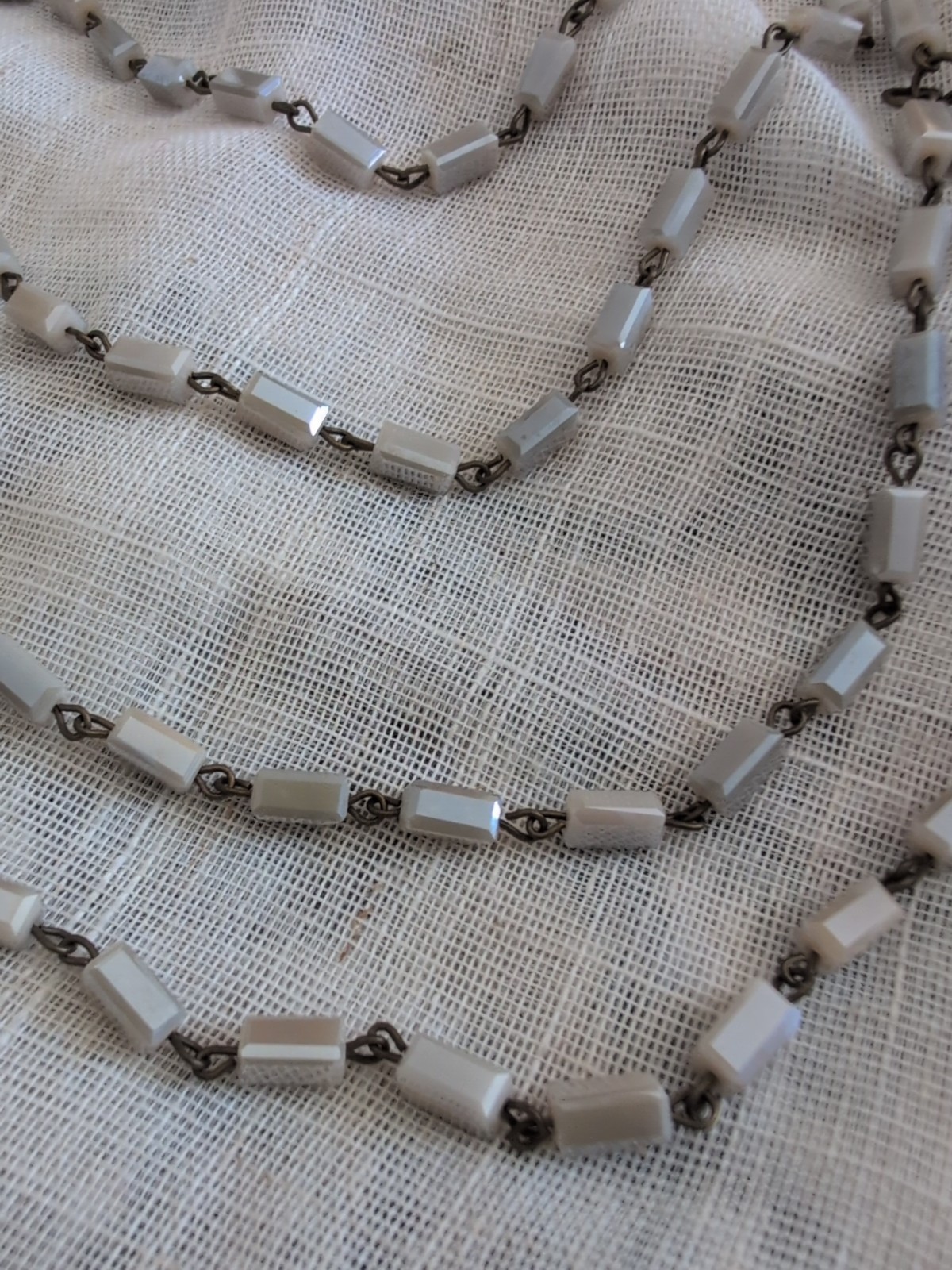 Vintage  4 Strand Rectangular Iridescent Bead Lay… - image 2