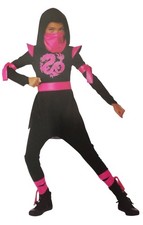 Way To Celebrate Girls Pink Dragon Ninja Costume Set Large 10-12 Shirt Pants