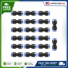 20 Pack 1/4" OD Pneumatic Push to Connect Fittings Straight Union Air Line Hose