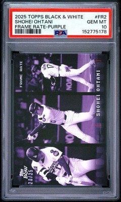 2025 Topps Black & White Shohei Ohtani Purple Frame Rate /25 #FR2 Dodgers PSA 10