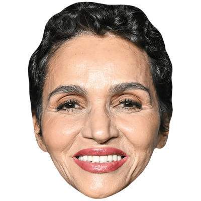 Farida Khelfa (Lächeln) Promi Maske, flaches Kartengesicht, Kostüm Maske