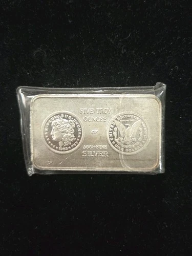 South East Refining 5oz Silver Vintage Morgan Dollar Bar 999+ fine silver