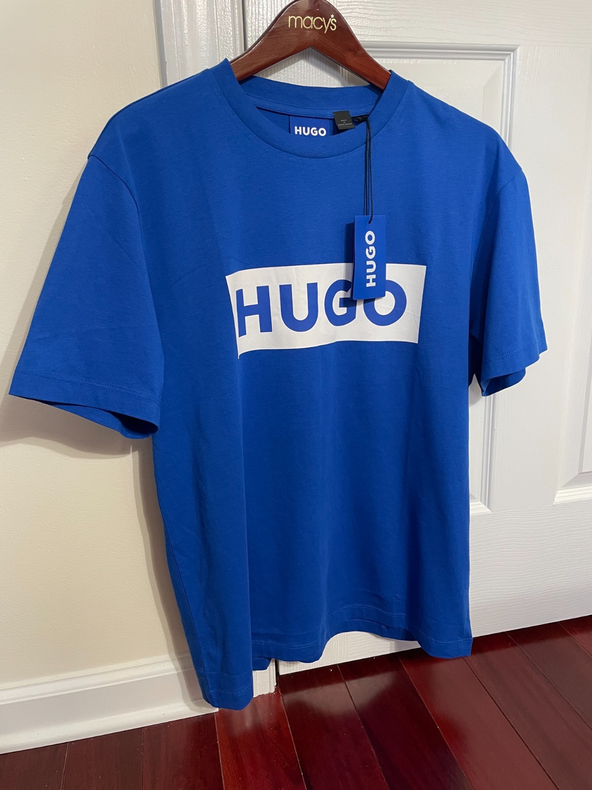New HUGO BOSS Blue Men's T-Shirt Baumwolle Cotton Logo w/Tags Size M