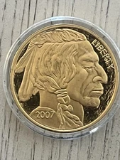 2007 BUFFALO Gold PLATED Fantasy Coin NATIONAL COLLECTOR’S Mint “COPY”