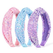 PEOVLVN 3 Pcs Headbands for Girls, 1 Count Pack of 3 , purple, blue, pink