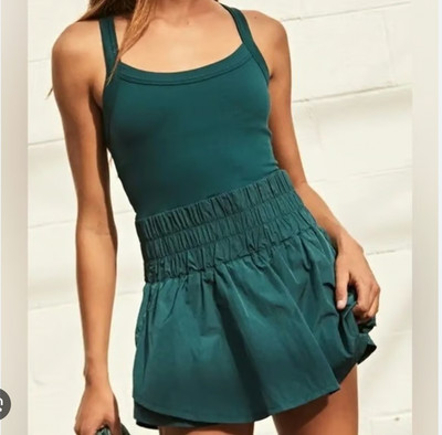 Free People Movement Teal Green Way Home Skortsie Athleisure Romper Sz Large