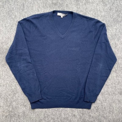 Neiman Marcus Cloud Cashmere Sweater Mens Extra Large Blue V-Neck