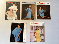 Lot of 5 VTG 60s 70s Copley Emu Patons Robin Dress Sweater Knitting Patterns