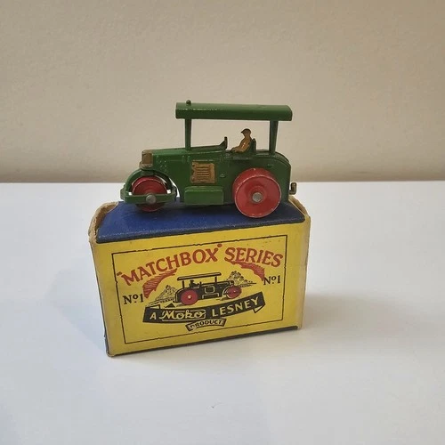 MATCHBOX LESNEY No. 1A DIESEL ROAD ROLLER with MOKO SCRIPT "A" TYPE BOX