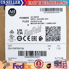 New Factory Sealed AB 22A-D4P0N104 PowerFlex 4 1.5kW 2.0HP AC Drive US Free Tax