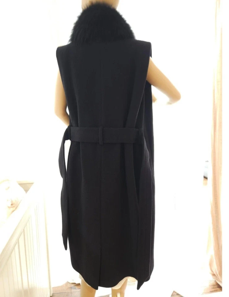 Thomas Wylde Raro Vintage Versátil Lana y Piel de Zorro Real Abrigo/Chaleco Largo Vestido Foto 4 de 4