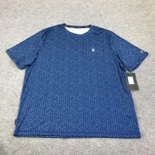 Spyder Rash Guard Shirt Mens XL Blue Geometric UPF 30 Swim Quick Dry S627A30