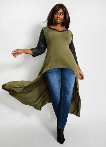 low VEGAN LEATHER duster shirt 