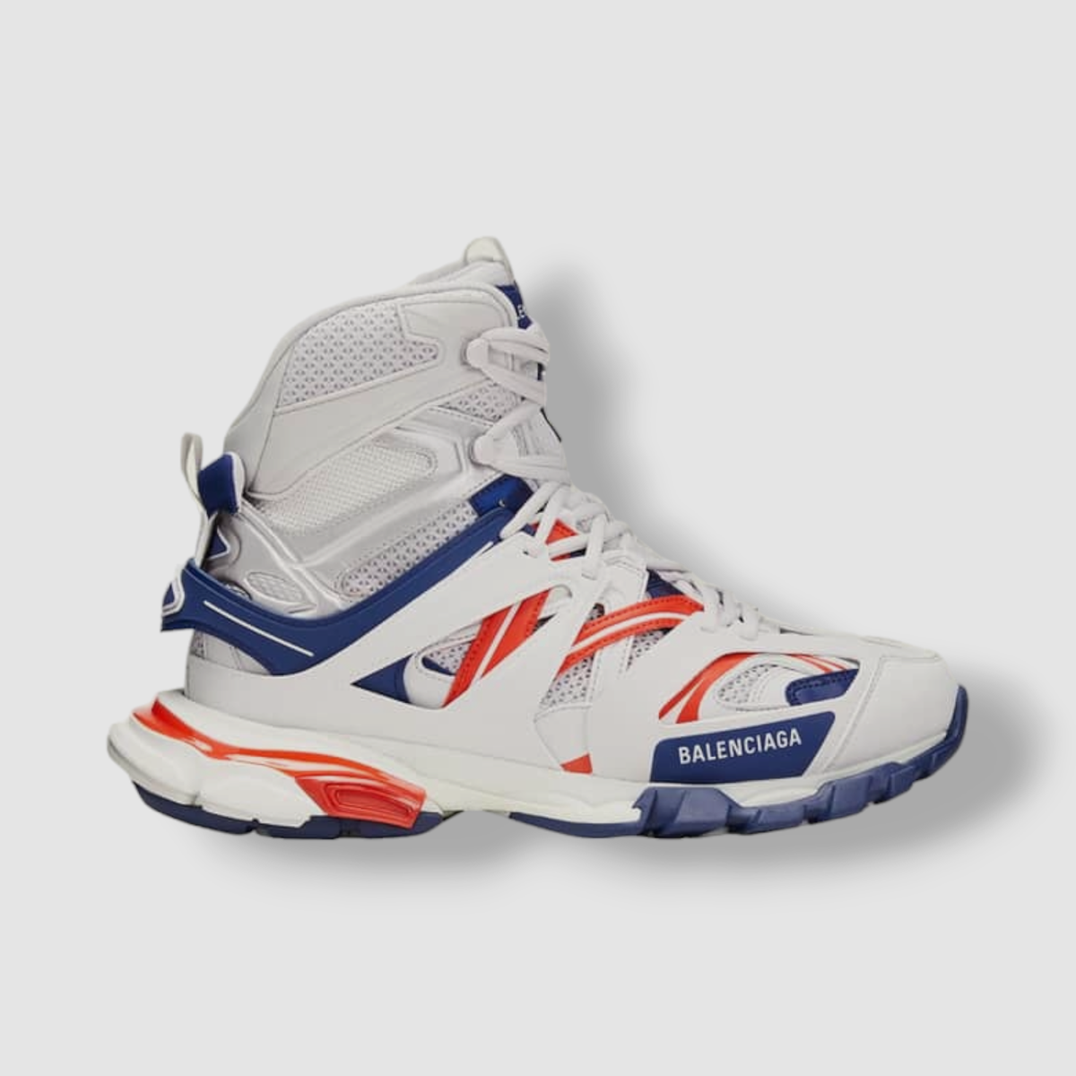 $1491 Balenciaga Men's White Track Hike Caged Mesh High-Top $1491 Balenciaga Men's White Track Hike Caged Mesh High-Top