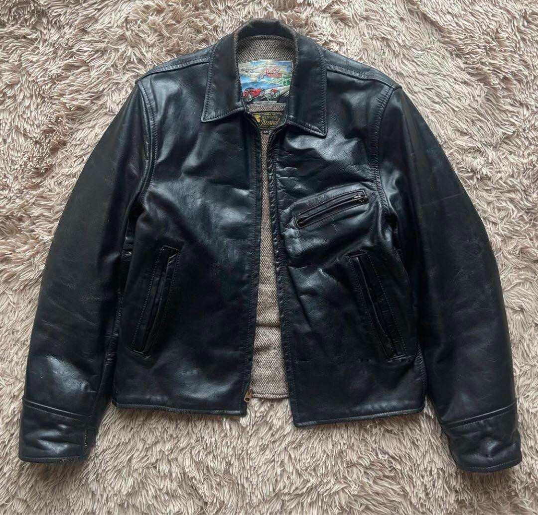 Aero Leather シングルライダースジャケット 34 Aero leather Steerhide Single Riders Jacket Black Size 34