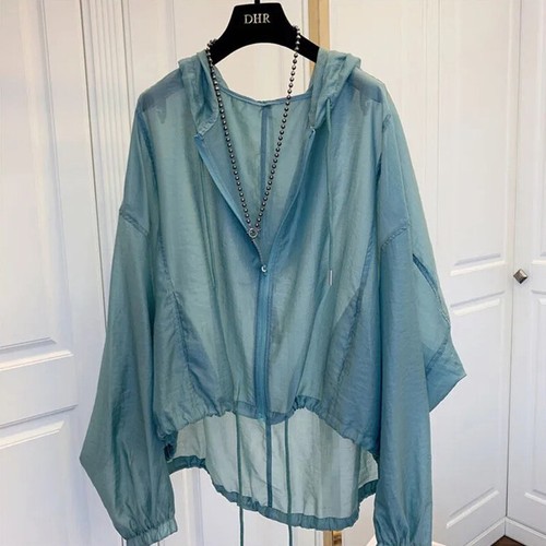Summer Women Sun-proof Hooded Jackets Coats Loose Breathable Lightweight - Foto 21 di 24