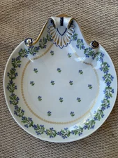 Antique Giulia Mangani Italy Shell Shaped Sprig or Cornflower Candy Plate Dish