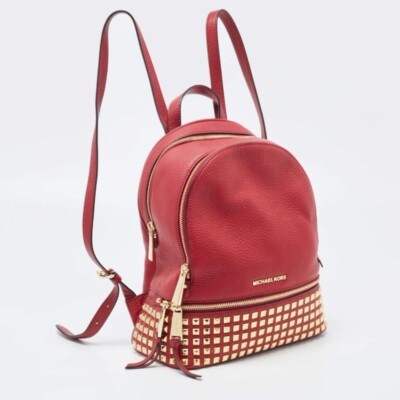 MICHAEL KORS Rhea Small Studded Pebble Leather Backpack 