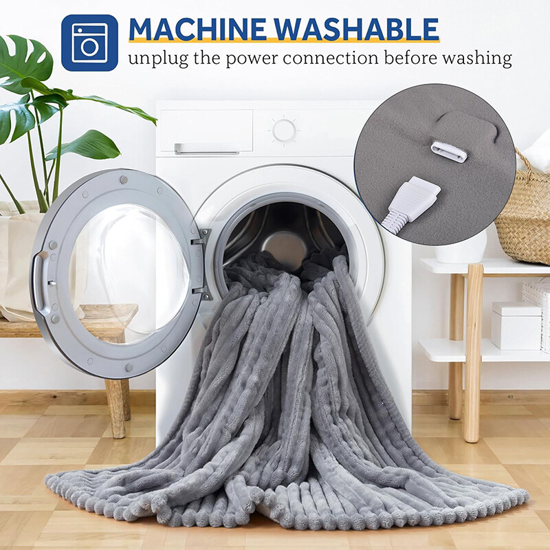 Electric Heated Throw Under Blanket Over Bedding Washable Cosy Warm