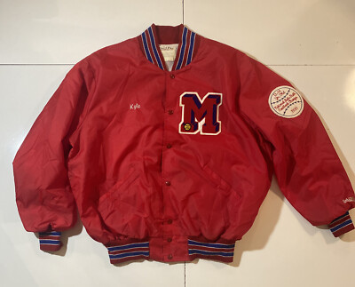 Vtg Delong Satin Bomber Jacket Sz XL Little League Babe Ruth Baseball Patch