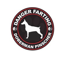 Danger Farting Doberman Pinscher Sticker Decal