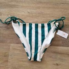 NWT Shade  Shore Green Stripe Liw Rise Cheeky Bikini Bottom Size XL