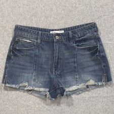 KanCan Womens Cut Off Denim Shorts SZ 28 Blue Light Wash Distressed Hi Rise 32x2