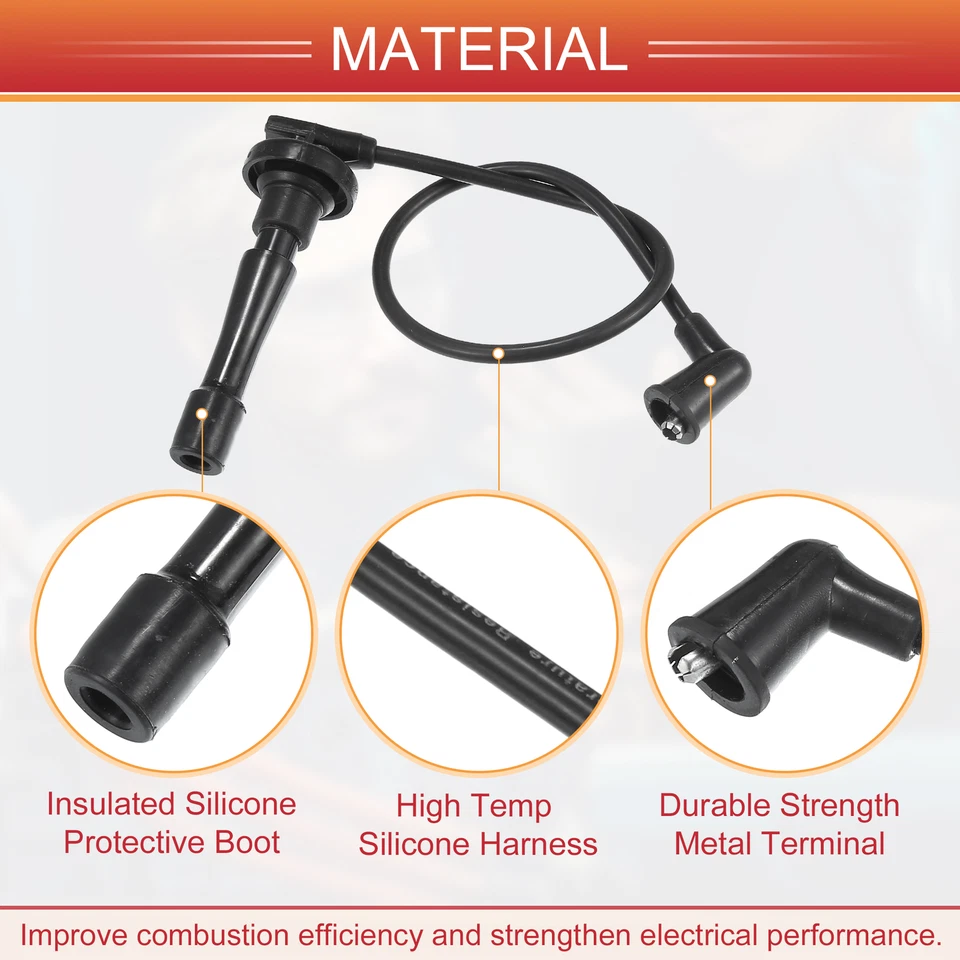 Pieza de 4 cables de bujía de cable de bobina de encendido aptos para Honda CR-V 1997-2001 Foto 3 de 4