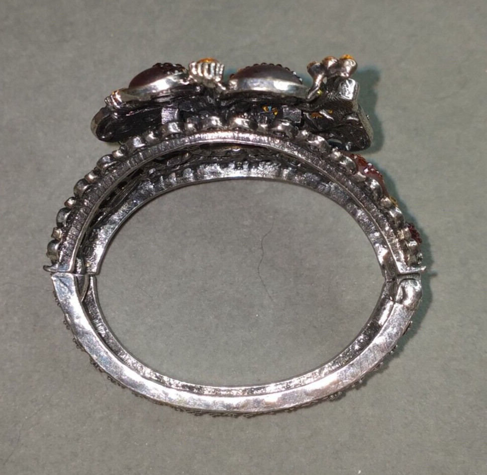 Beautiful Peacock Statement Bracelet Rhinestone A… - image 6