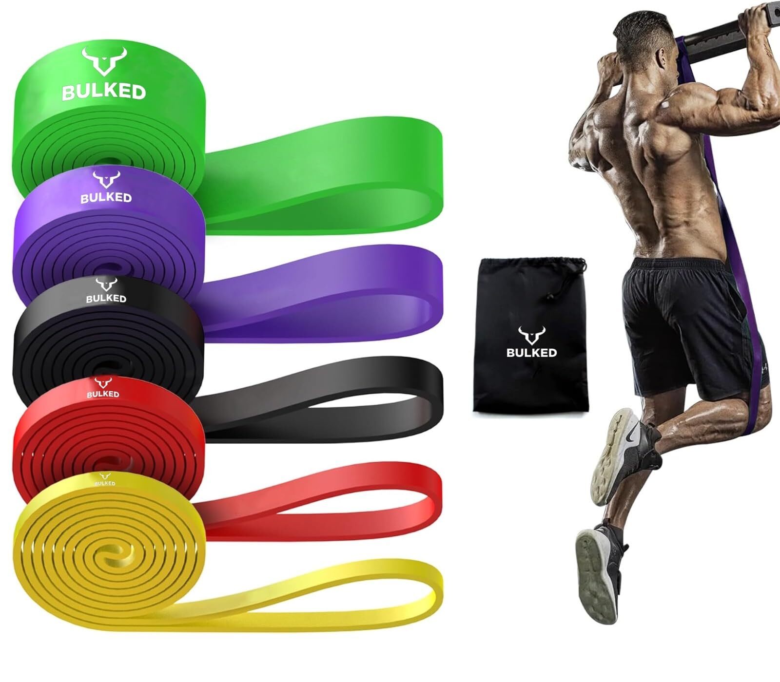 Resistance Band Set, Pull Up Assist Bands - Stretch Resistance Band Exercise ...