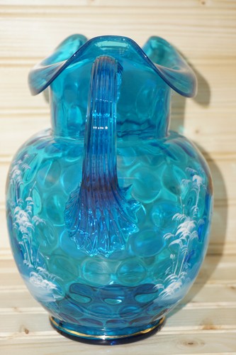 Jarra Mary Gregory azul turquesa, 7 7/8" con 3 vasos, 3 3/4" - Imagen 6 de 12