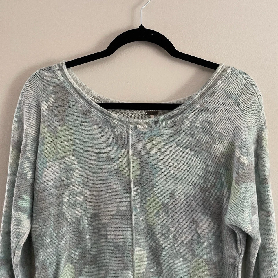 Suéter Free People Mujer XS Azul Verde Floral Lana Mezcla Angora Flor Bomba Foto 4 de 4