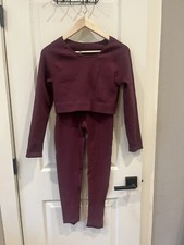 Prodigy Yoga Two Piece Dark Mauve Activewear Long Sleeve Size Large