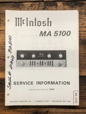 McIntosh MA5100 MA-5100 Amplifier Service Manual Original 