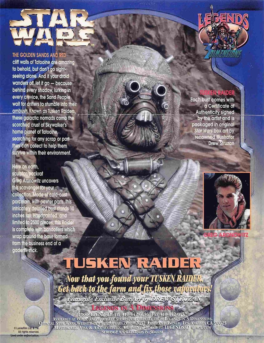 Legends in 3D STAR WARS Tusken Raider bust store sell sheet 1998