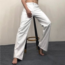 Pantaloni Lunghi Dritti In Ecopelle Per Uomini Biker Punk Festa Club Costume