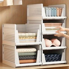 Stackable Wardrobe Drawer Units Organizer Clothes Closet Storage Basket Boxes UK