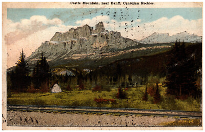 Banff, Canada Castle Mt. 1921 Canadian Rockies Railroad Tracks 109,992 J.V.-A101