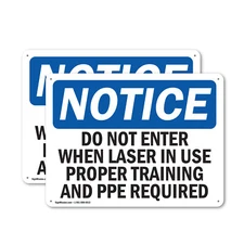 (2 Pack) Do Not Enter When Laser In Use Proper Training OSHA Notice Sign Decal