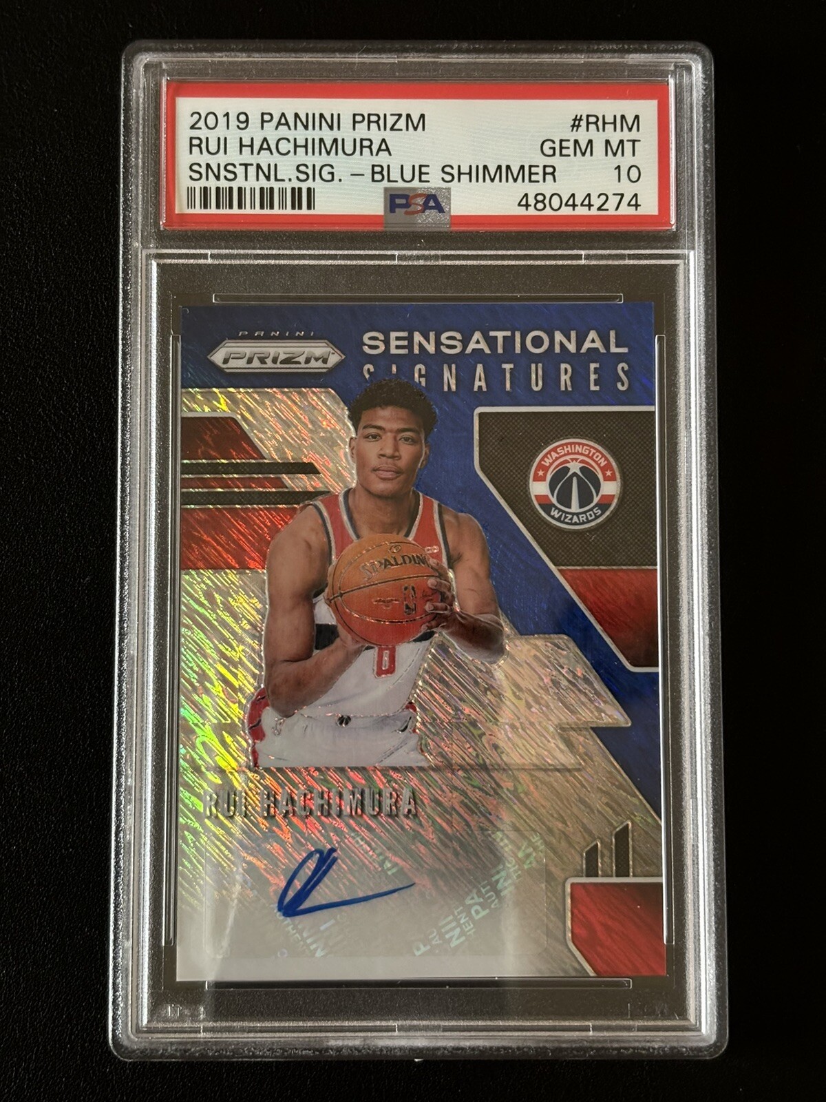2019-20 Panini Prizm Rui Hachimura Sensational Sig Blue Shimmer RC PSA 10 GEM MT