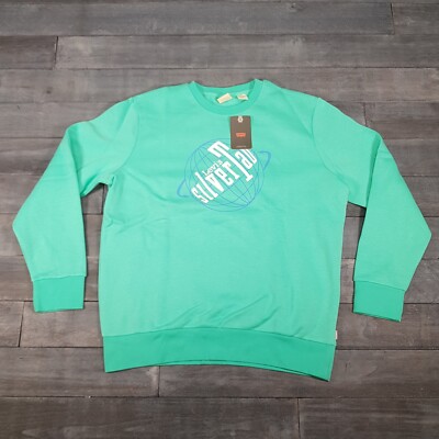 LEVIS SilverTab Crewneck Graphic Sweatshirt Mens MEDIUM Teal Green