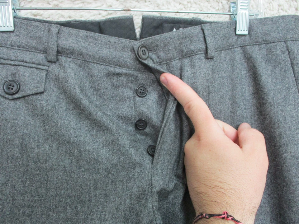 A.P.C. Pantalones Rue Madame Paris Grande Adulto Gris Vestido Plisado 100% Lana Mujer L Foto 3 de 4