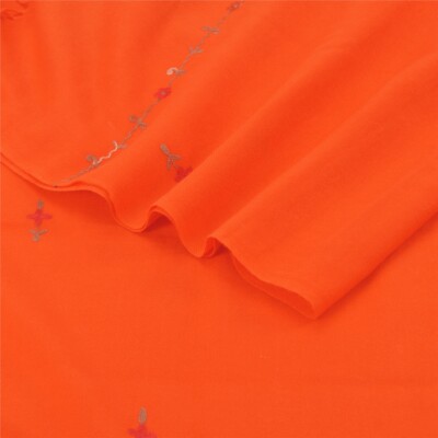 Sanskriti Vintage Long Shawl Hand Embroidered Aari Pure Woolen Orange Stole