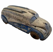 Vintage The Sun Rubber Co Bus Toy Car Made in USA Blue White