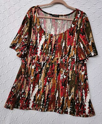 Womens Blouse Notations 3X Pretty Fall Colors With Nice Pattern Good Condition 