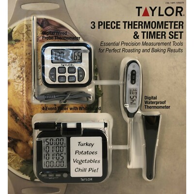 Taylor 3 Piece Thermometer & Timer Set Event Timer With Whiteboard Brand New