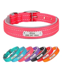 Reflective Nylon Dog Collar Personalized Soft Padded Adjustable Custom Pet Name
