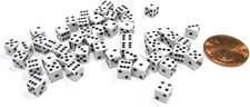 Koplow Games 50 Six Sided D6 5Mm .197 Inch Die Small Tiny Mini Miniature White D